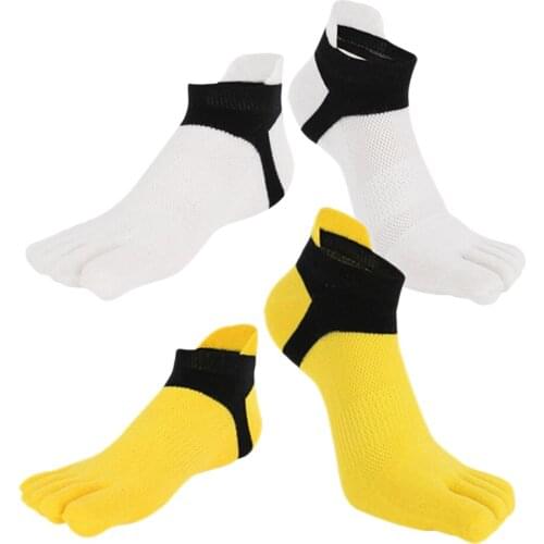 2 Pairs Everyday Five Toe Socks Net Sweat Absorb Athletic Yoga Crew Socks