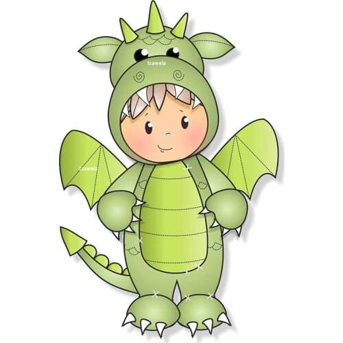 Christmas Dinosaur Dress Up Boy Cutting Dies Human Doll Stencil for DIY Craft Scrapbooking Cards Decorative