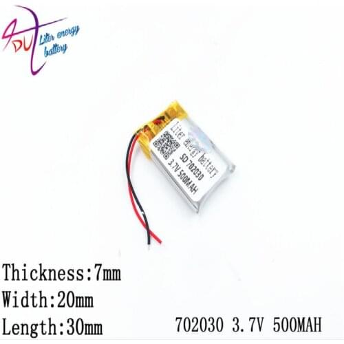 Wholesale 10 pcs 3.7V 500mAh 702030 LiPo lithium Polymer Rechargeable Battery For Mp3 MP4 DVD GPS bluetooth Video games Toys