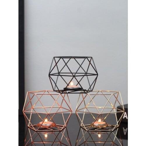 Nordic Style Geometric Iron Candlestick Candle Holders Home Wall Romantic Durable Candlesticks Wedding Home Decoration Craft