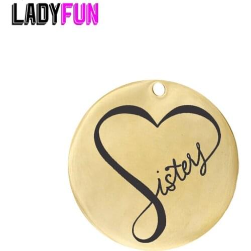 Ladyfun Stainless Steel Sisters Charms- Sisters Heart Charm for jewelry making