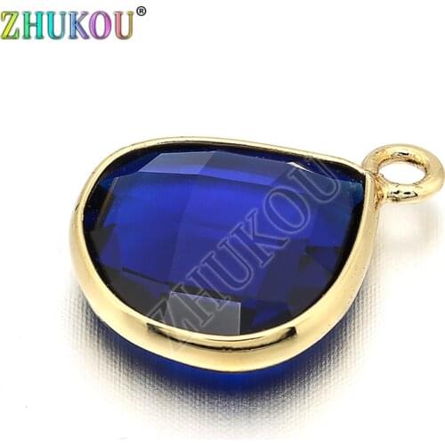 13*17mm Brass Cubic Zirconia Water Drop Charms Pendants DIY Jewelry Bracelet Necklace Making, Hole: 3mm, Model: VD258