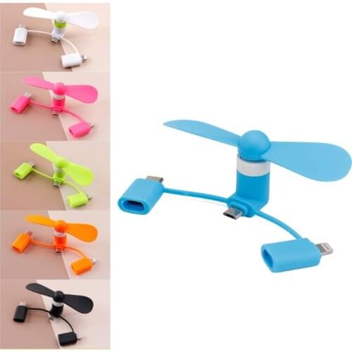 3-in-1 Mini Mobile Phone Fan Portable Cellphone Fan Noiseless Creative USB Fan 95AC