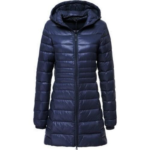 6XL 7XL Down Jacket Women 2021 Winter Ultra Light White Duck Down Jacket Female Hooded Long Coat Windproof Puffer Jackets Parkas