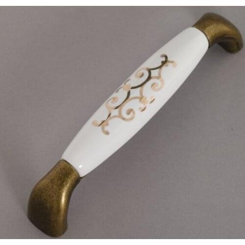 128mm Gold flower furniture handles Bronze wardrobe handle European classical drawer cabinet door handle Wine cabinet pull knobs