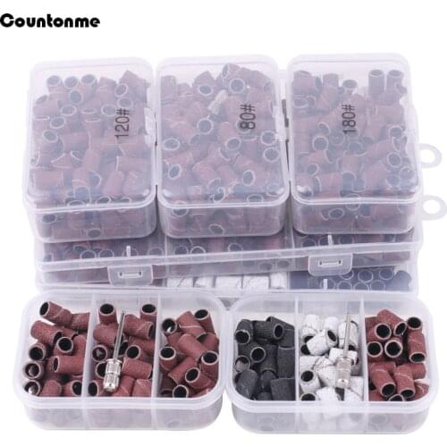 75/100Pcs Sanding Bands With Mandrel Nail Drill Bits Polish Acrylic Remover 80/120/180 Grinding Ring Bit For Milling Cutter Tool