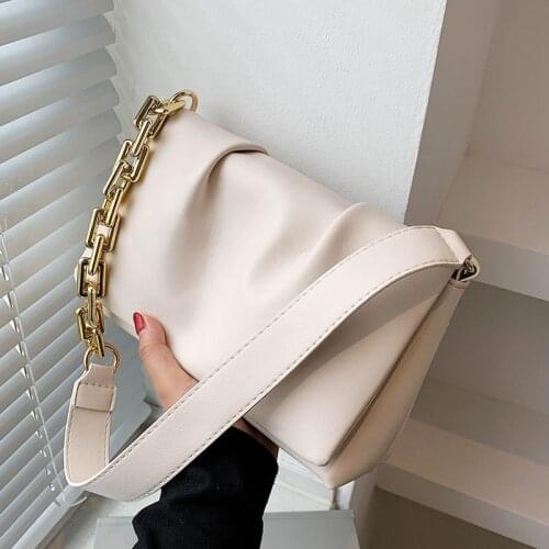 Luxury Underarm Tote Bags 2021 New Quality PU Leather Womens Designer Handbags Fashion Chain Solid Color Shoulder Bag Purses