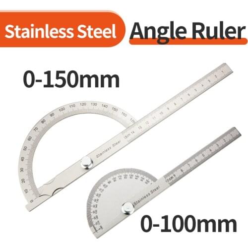 180 Degree Protractor Metal Angle Finder Goniometer Angle Ruler Stainless Steel Woodworking Tools Rotary Measuring Ruler 100/150