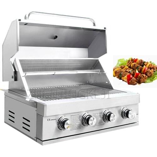 Outdoor Stainless Steel Barbecue Furnace Villa Gas Charcoal Dual Purpose Barbecue Stove Liquefied Home Embedded Burn Grilled