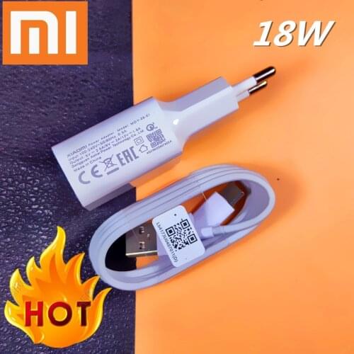 18w charger QC3.0 fast charger adapter USB Type C or Micro usb cable For xiaomi Redmi note 7 8 pro 9s A3 8 2 mix 2 MI 6 mi8 9se