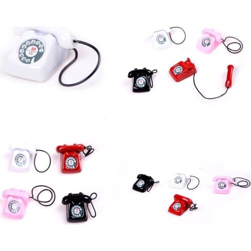 1Set 1:12 Scale Mini Toys Metal Colorful Telephone For Bjd Living Room Ornament Doll House Miniature