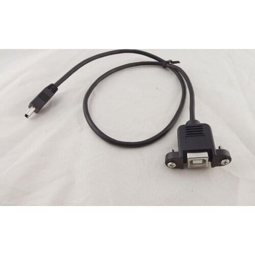 1pc USB 2.0 B Female Socket Printer Panel Mount To Mini USB 5 Pin Male Cable 50cm