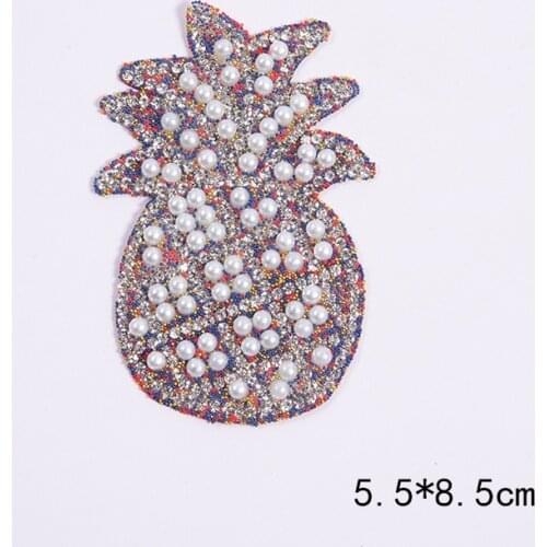 1Pcs Fun Rhinestone Pineapple Patch Iron on Sewing Crystal Applique For Jeans Clothing Decorations