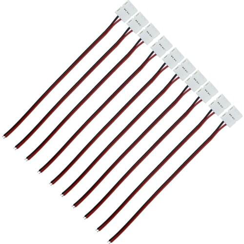 10pcs 8mm 2pin connector For 3528 single color LED strip LED PCB board connector wire