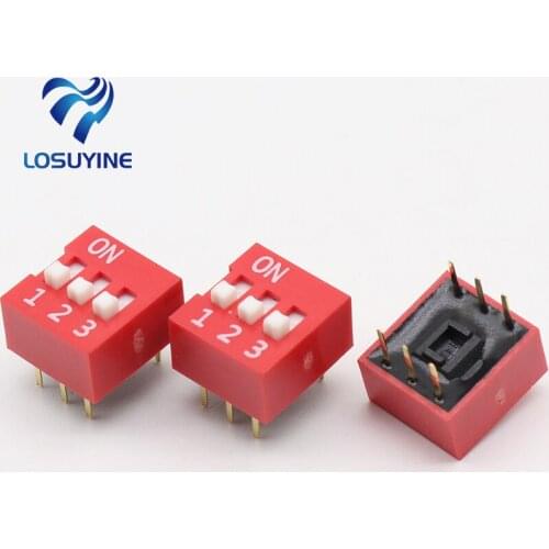 10PCS/Lot DIP Switch 3 Way 2.54mm Toggle Switch Red Snap Switch Wholesale Electronic