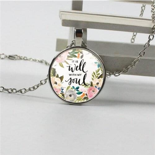 3 / Color 2018 New Wisdom Bible verse is fine with my soul lettering necklace faith of the appointment inspired women men Chri