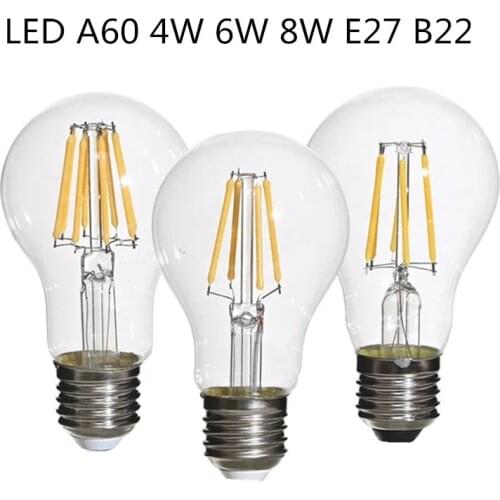 10pcs Antique Retro Vintage Edison LED Light E27 B22 Incandescent G45 A60 Lamp 220V 2W 4W 6W 8W 2700k Bulbs for Home Decoration