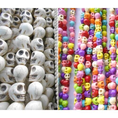 35 piece/lot 10*9*8mm / Mix Color Skull Stone Beads Jewelry Making Accessories Free Shipping