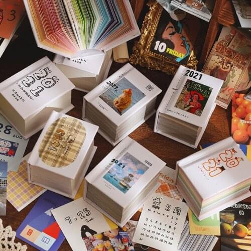 377 Pcs/Set Vintage Calendar Book DIY Scrapbooking Sticker Label Portable Note 2021 Calendars Mini Kawaii Stationery