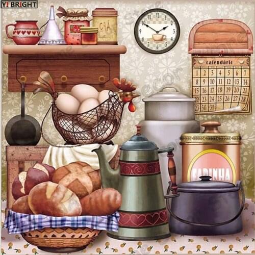 3d Diamond Mosaic Home Decor Diamond Embroidery diy diamond Painting Cross Stitch kit home kitchen eggs with bread