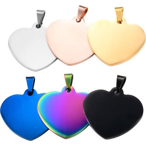 5Pcs 6 Colors 21mm*24mm 33mm*34mm Custom carving Stainless Steel Blank Stamping Tags Pendants Love Heart for Necklaces