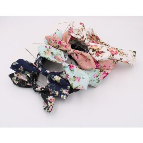 5pcs/lot Lovely Rabbit Woman Printed Floral Hair Ties Girls Elastic Headband
