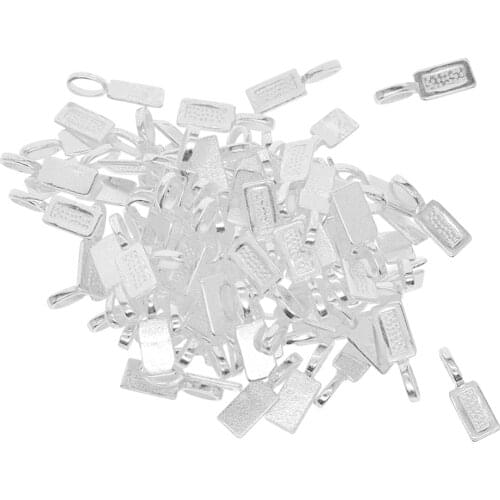 50 Pieces Blank Rectangle Bezel Glue On Bails Charm Pendant Cabochon DIY