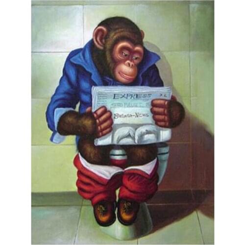 5D DIY Full Round/Square Diamond Painting Orangutan 3D Embroidery Cross Stitch Toilet Rhinestone Mosaic Home Decor Art Yy71