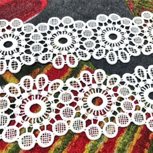 6cm wide White and black Water soluble milk silk ribbon hollow lace trim fabric for Sewing Bridal Wedding dress Crafts