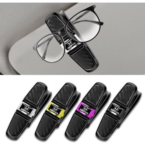 Car Logo Eyeglasses Shelf Sunglasses Clip Card Ticket Holder For Honda Civic Accord Fit City Vezel CRV Odyssey Pilot Jazz