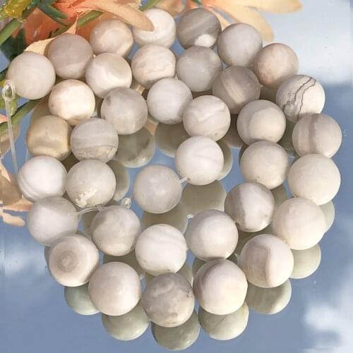 Natural Matte White Crazy Agates Stone Beads Round Loose Stone Beads 4 6 8 10 12 MM For Jewelry Making Bracelets Accessories