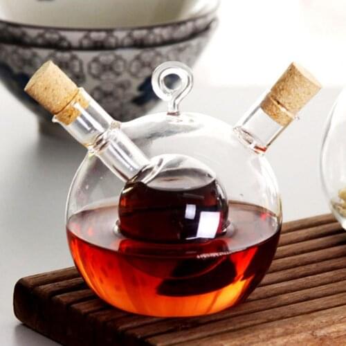 Double Pourer Condiment Bottle Anti-leak Glass Oil Pot Creative Sauce Vinegar Bottles Pot with Stopper Spice Tools for Cooking