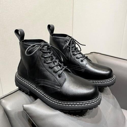 Black Warm Winter Men Boots Genuine Leather Ankle Boots Men Winter Work Shoes Men Military Fur Snow Boots for Men Botas