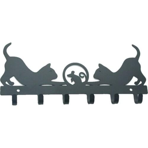 Key Holder for Cat (6-Hook Rack) Decorative,Metal Hanger for Front Door, Kitchen,Store House,Work,Car,Vehicle Keys