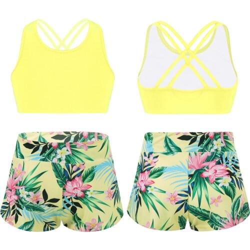Kid Girls Children Swimsuits Swimwear Outfits Floral Printed Swimwear Swimming Bikini Bathing Suits Beachwear Summer Holiday Set