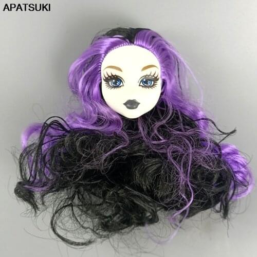Purple Make Up 1/6 BJD Doll Head with Hair Doll Head for Monster High Doll Heads for Monster Doll Accessories DIY Kids Toy