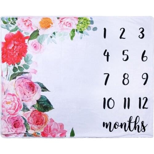 Flannel Milestone Blanket Baby Photography Cute Elephant Flower Plant Background Cloth Newborn Monthly Photo Blanket Mat Y1QF