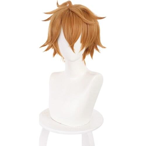 Genshin Impact Tartaglia Cosplay Wig 35cm Heat Resistant Synthetic Hair Carnival Halloween Party Props