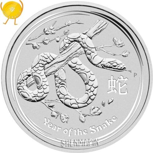Year of the Snake Commemorative Coin China Perfect Match Mascot Snake Coins Collectibles 999 Silver Chinese Culture Coin