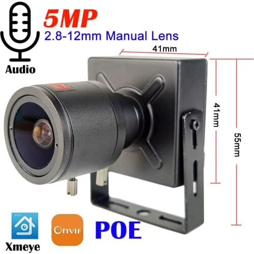 H.265 HD 5MP Audio POE Mini IP Camera 2.8-12mm Manual Zoom Lens CCTV Security Video Surveillance 3MP Indoor Onvif Network Ipcam