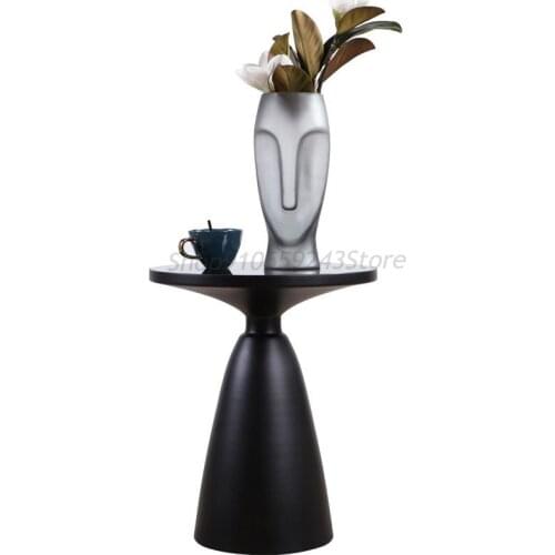 Italian Style Light Luxury Corner Table Side Table Mini Side Table Black Glass Round Creative Simple Sofa Side Small Coffee Tabl