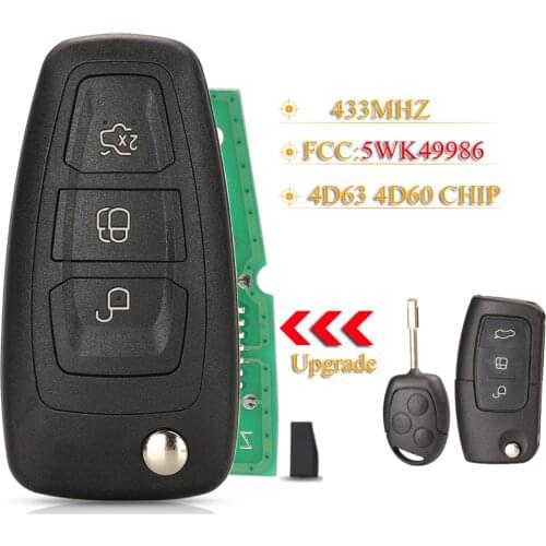 Kutery 3 Buttons Smart Remote Car Key Fob 433Mhz 4D60 4D63 Chip For Ford Focus Mk1 Mondeo Transit Connect