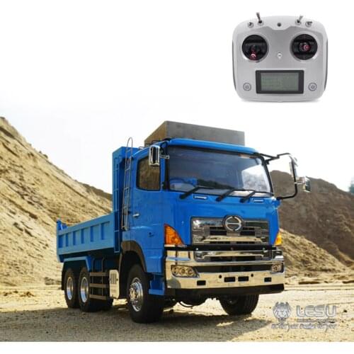 LESU RC 6*6 Hydraulic Dumper Truck Model Motor ESC Sound Light 1/14 Scale DIY Tmy HN Painting Blue THZH0332-SMT2