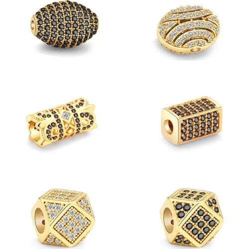 Micro Pave Cubic Zirconia Oval Accessories Square Connector Finding Hole DIY Jewelry Bracelet Gifts Beads For Jewelry Making