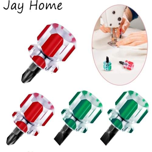 1/2PCS Mini Sewing Machine Screwdriver Flat Head and Cross-head Short Screwdriver Mini Stubby Screwdriver for DIY Repairing