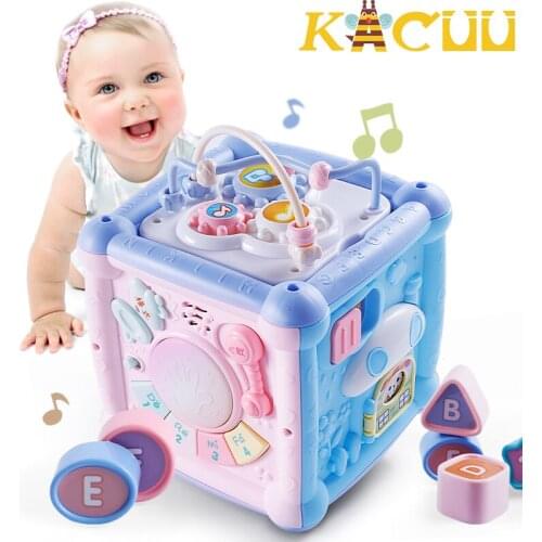 Multifunctional Musical Toys Toddler Baby Box Music Activity Gear Beading Geometric Blocks Sorting Early Educational Toys Gifts