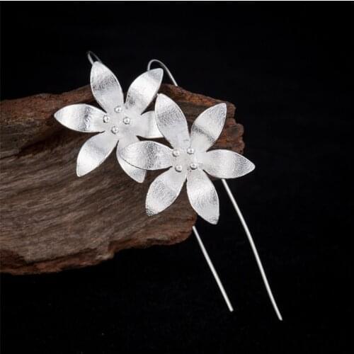 Jisensp Fashion Big Flower Earings for Women Statement Jewelry Korean Lotus Flowers Stud Earrings Brincos Best Friend Gifts