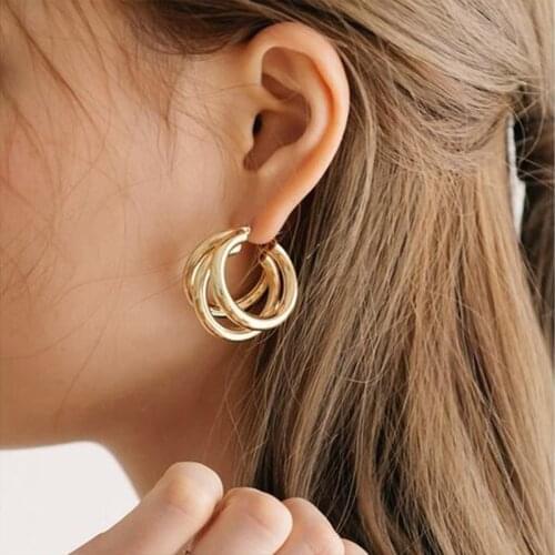 Fashion Round Hoop Earrings for Women Vintage Gold Color Wedding Party Statement Geometric Earrings 2020 Jewelry Brinco Gift