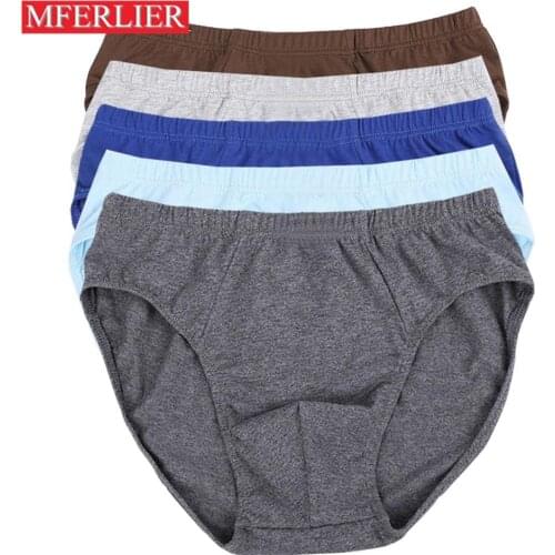 Men Briefs 6XL 7XL 8XL large size waist 140cm cotton men Underwear 3 colors