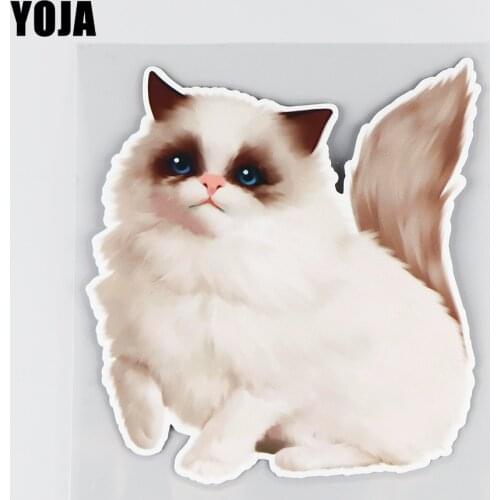 YOJA 14.8×15.7CM Cute Cat Window Bumper Decoration Stickers Funny Cartoon Car Accessories 19B-0081